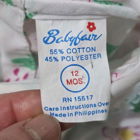 Vintage Babyfair Girl Ruffle Romper with Collar Strawberry Bubble One Piece 12 m - Picture 6 of 9